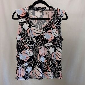 Merona Black and Pink Sleeveless V Neck Blouse Size M